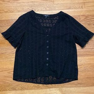 Madewell Eyelet Village Ruffle-Sleeve Shirt